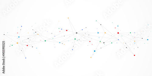 Minimalistic design with connecting the dots and lines. Abstract geometric background of science and technology concept