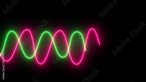 Glowing neon line waves icon animation. Moving and glowing neon lines animated video