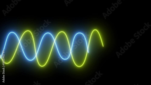 Glowing neon line waves icon animation. Moving and glowing neon lines animated video