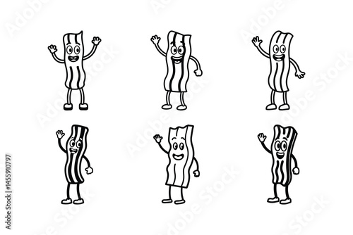 Groovy Bacon Cartoon Character Waving Illustration