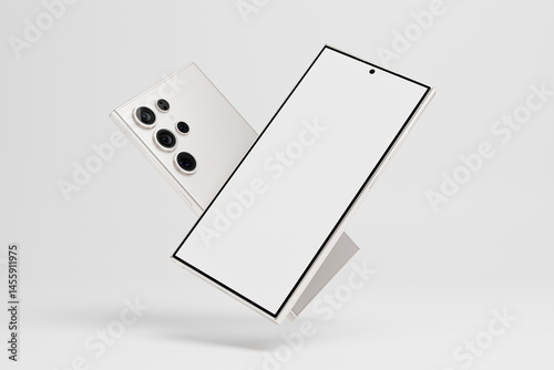 Sleek smartphone with blank screen mockup isolated
