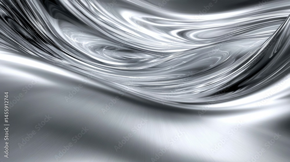 Obraz premium Silver Wave Abstract, metallic, texture