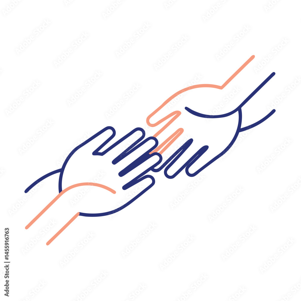 Minimalist Hands Connecting Line Drawing Minimalist Hands Connecting Line Drawing