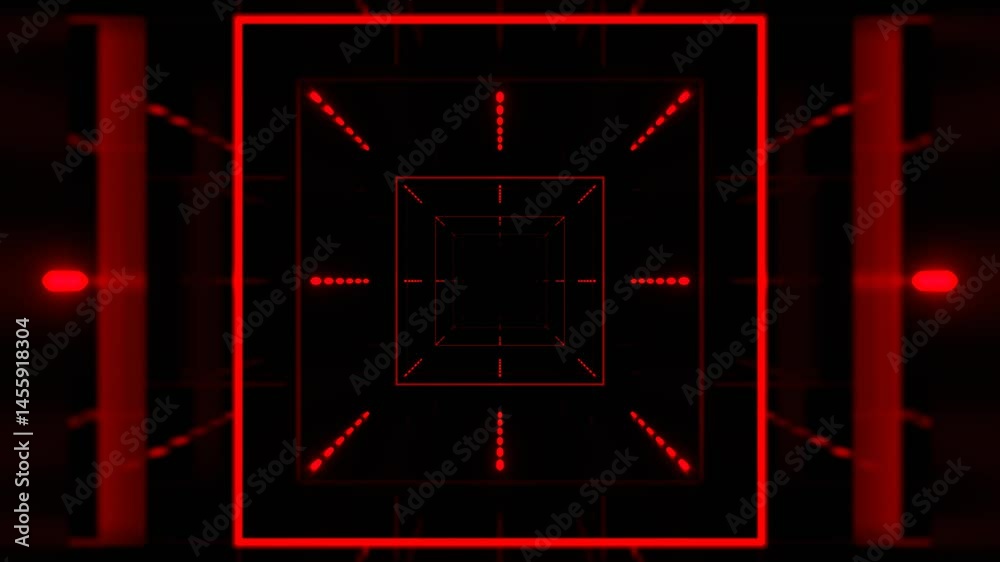 Red and White Geometric Neon Rotating Design Background VJ Loop in 4K