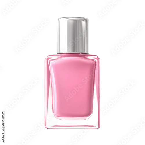 Elegant pink nail polish in a clear glass bottle displayed on a neutral background for beauty enthusiasts