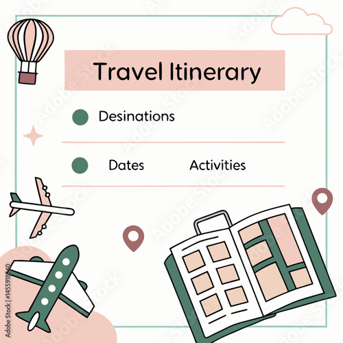travel itinerary
, white background