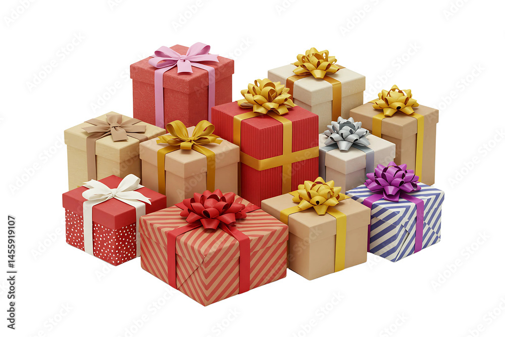Obraz premium gift boxes with ribbon isolated on transparent background png 