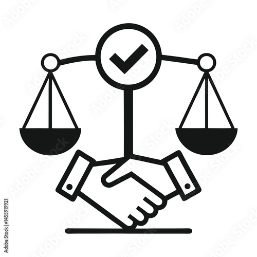 Justice and Agreement Concept - Scales of Justice with Handshake