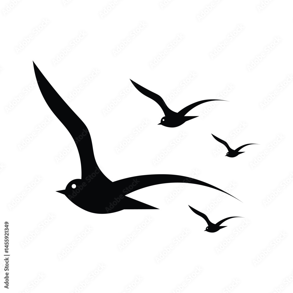 Fototapeta premium Flying Bird Silhouette Vector Art, Icons, and Graphics