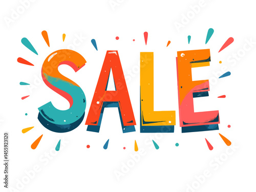 SALE done in colorful, fun, handwritten way illustration