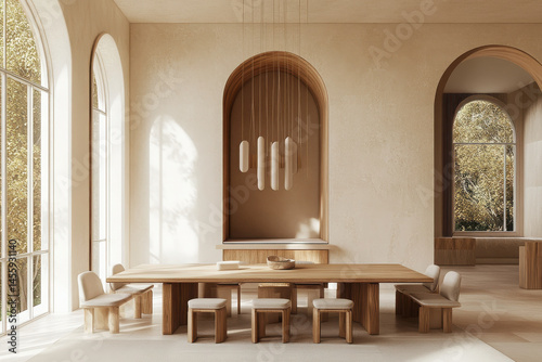 modern dining area showcasing minimalism with clean lines and functional furniture.