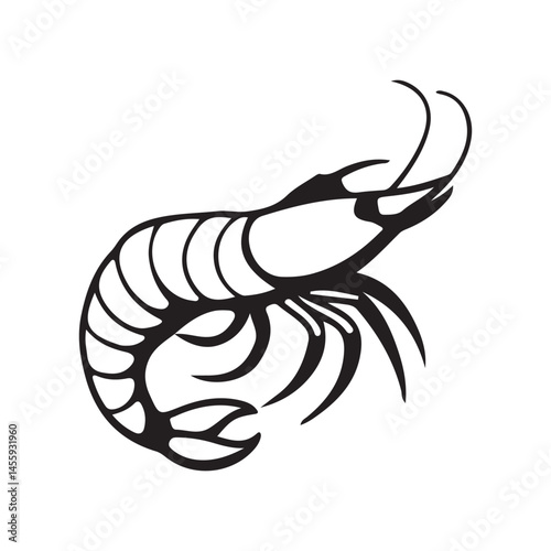 shrimp vector silhouette, shrimp icon. Sea Caridea animal. Prawn black silhouette. vector eps 10