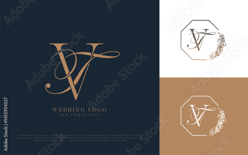 TV wedding concept monogram elegant and elegant logo