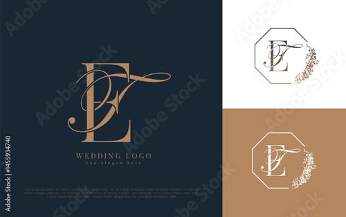 TE wedding concept monogram elegant and elegant logo