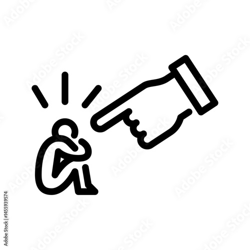 figure stress outline icon. figure bully line art illustration.