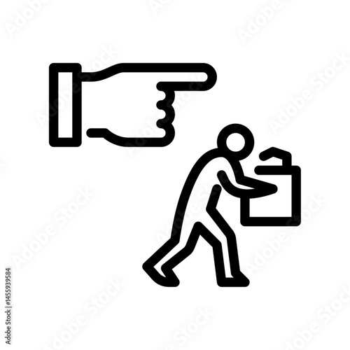 Figure fired outline icon. figure layoff line art illustration.