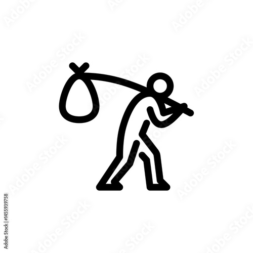Homeless outline icon. figure poor line art illustration.