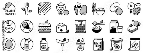 Icons in two tones about plant based diet