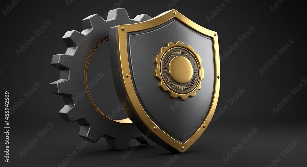 Fototapeta premium Shield Protecting Gear Wheel System Concept