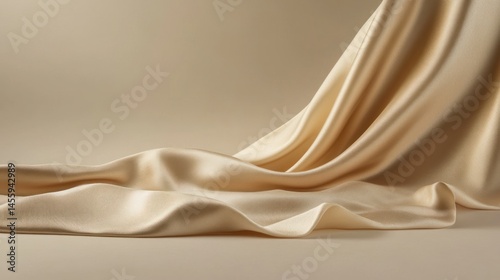 Wallpaper Mural Luxurious cream silk fabric draped elegantly on a beige backdrop. Torontodigital.ca