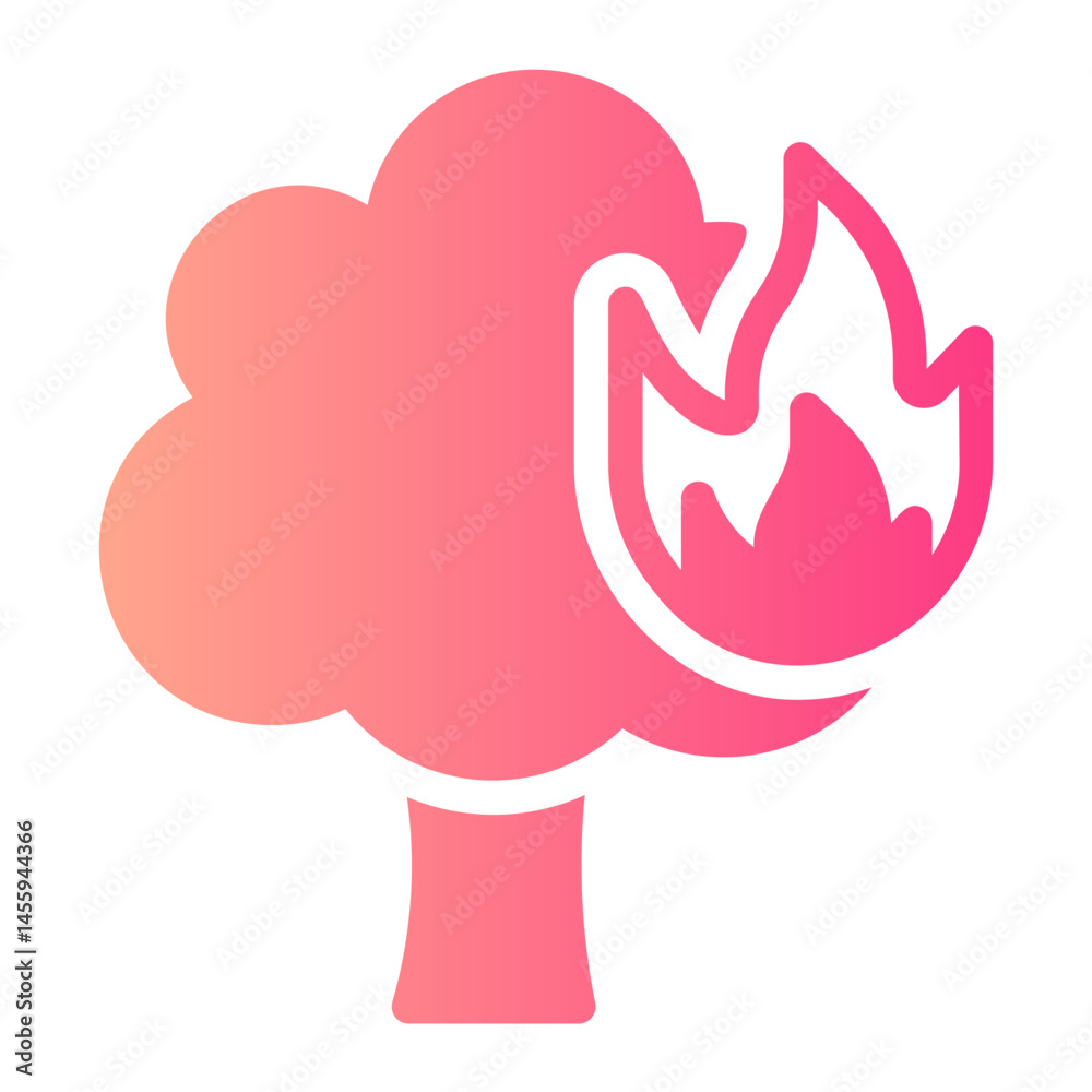 Fototapeta premium burning tree gradient icon