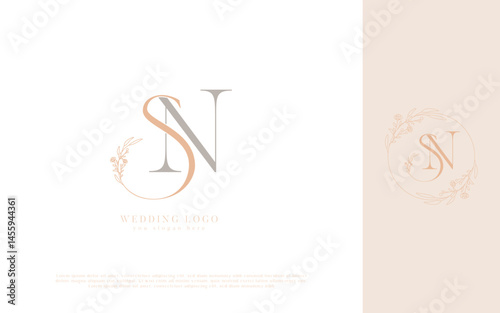 Letter SN elegant wedding monogram logo design
