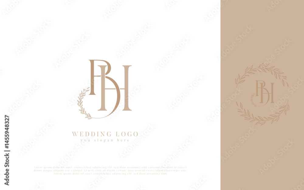 BH Abstract Letters Wedding Monogram Logo BH Abstract Letters Wedding Monogram Logo