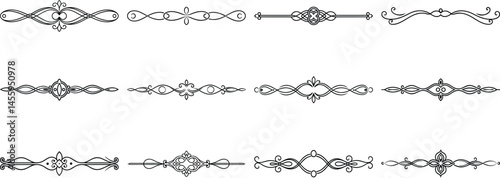 Set of Frame borders and text dividers, monochrome vectors collection