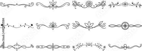 Set of Frame borders and text dividers, monochrome vectors collection