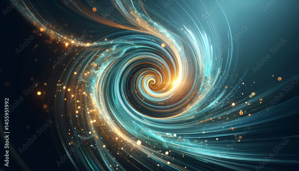 Naklejka premium Aqua-Gold motion swirl. Generative AI