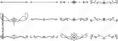 Set of Frame borders and text dividers, monochrome vectors collection