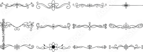 Set of Frame borders and text dividers, monochrome vectors collection