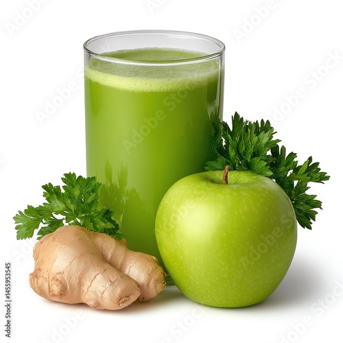 Refreshing Green Juice A vibrant blend of apple, ginger, and parsley, perfectly refreshing and healthy. photo