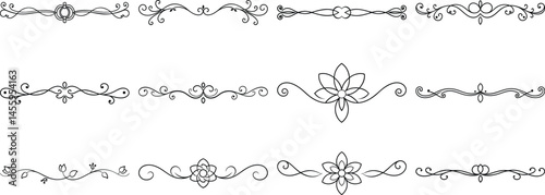 Set of Frame borders and text dividers, monochrome vectors collection