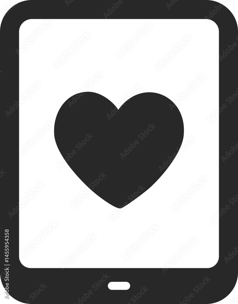 Mobile phone with heart like icon for social media, solid icon vector. Mobile phone with heart like icon for social media, solid icon vector.