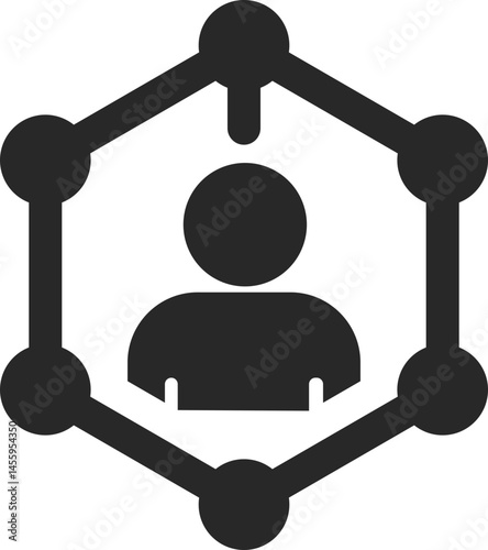 User network and social connection icon, solid icon vector.