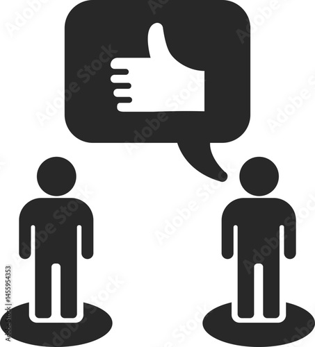 People sharing feedback with thumbs up icon, solid icon vector.