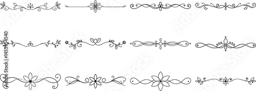 Set of Frame borders and text dividers, monochrome vectors collection