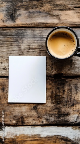 Horizontal White Card on a Wooden Desk – Clean Minimalist Mockup for Invitation, Business, or Branding Design