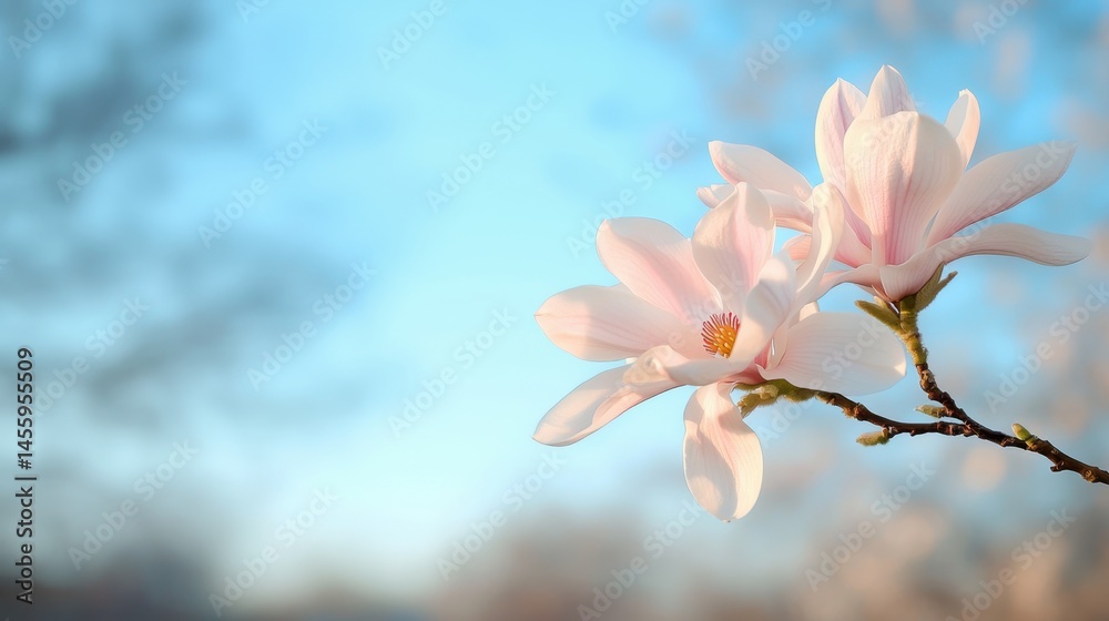 Obraz premium Close-Up View of Magnolia Bloom in Gentle Spring Light