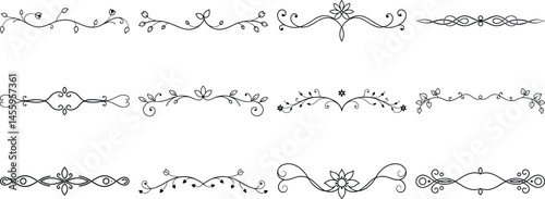 Set of Frame borders and text dividers, monochrome vectors collection