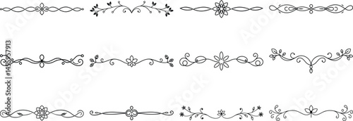 Set of Frame borders and text dividers, monochrome vectors collection