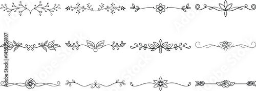 Set of Frame borders and text dividers, monochrome vectors collection