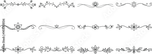 Set of Frame borders and text dividers, monochrome vectors collection