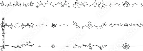 Set of Frame borders and text dividers, monochrome vectors collection