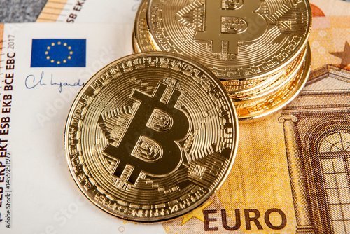 bitcoin and euro banknotes valid in some European countries