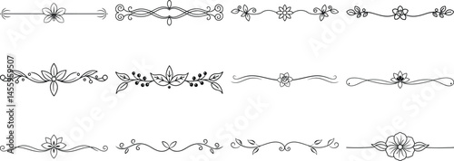 Set of Frame borders and text dividers, monochrome vectors collection