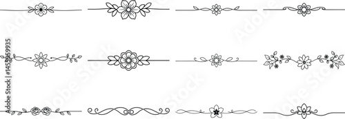 Set of Frame borders and text dividers, monochrome vectors collection