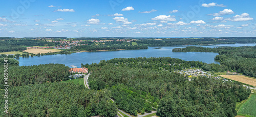 Obraz na płótnie Die Urlaubsregion Fränkisches Seenland rund um die Ortschaft Langlau am Kleinen Brombachsee w salonie