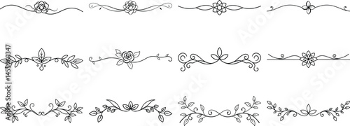 Set of Frame borders and text dividers, monochrome vectors collection